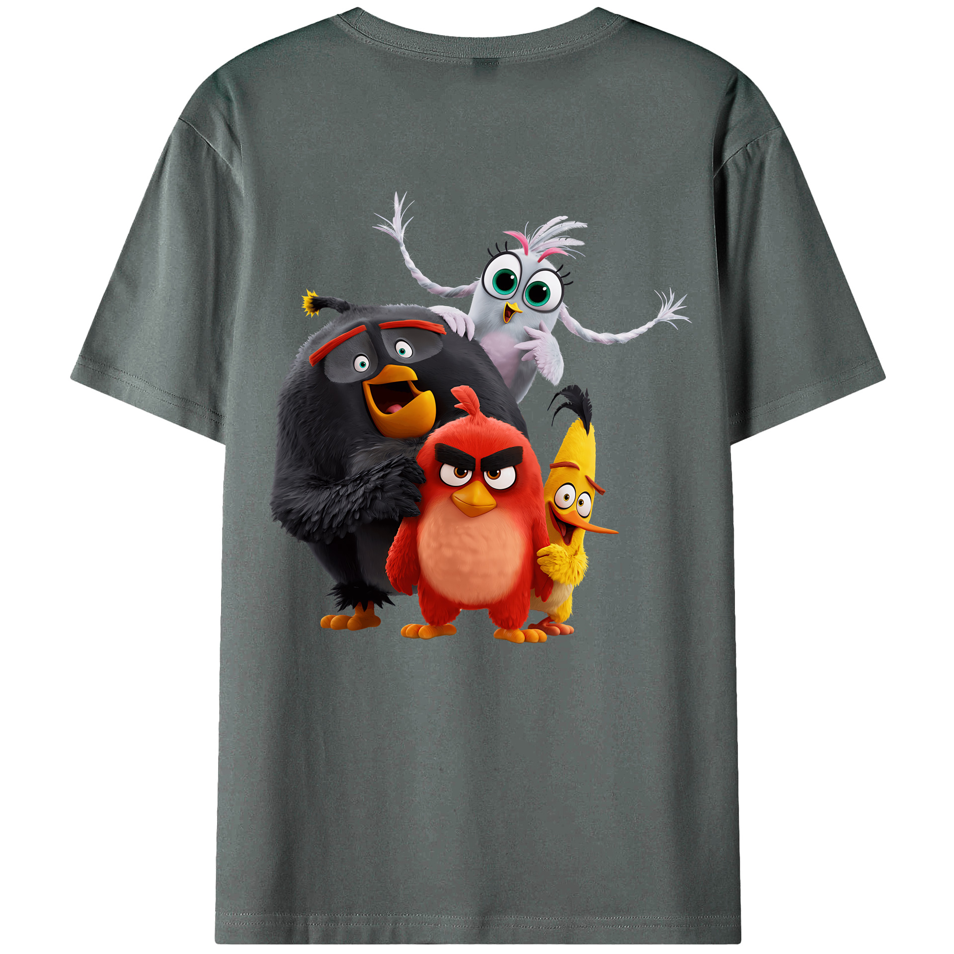 （画像用） Angry Birds アングリーバード 綿100％ メンズ半袖Tシャツ（バックプリント） 通気性